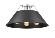 Golden 3306-3FM CH-BLK - Yep by Golden Lighting Orwell 3-light Flush Mount in Chrome and Matte Black shade